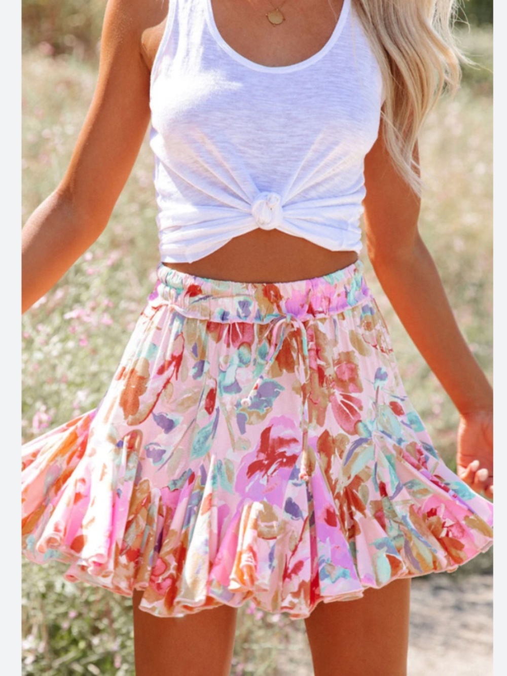 Vici Floral Ruffle Mini Skirt Size Large